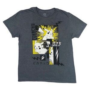 Grey Pikachu Graphic Print T-Shirt